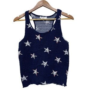 CLOUDCHASER Womens Size XXL Racerback All Over Smocked Tank Top Stars Blue